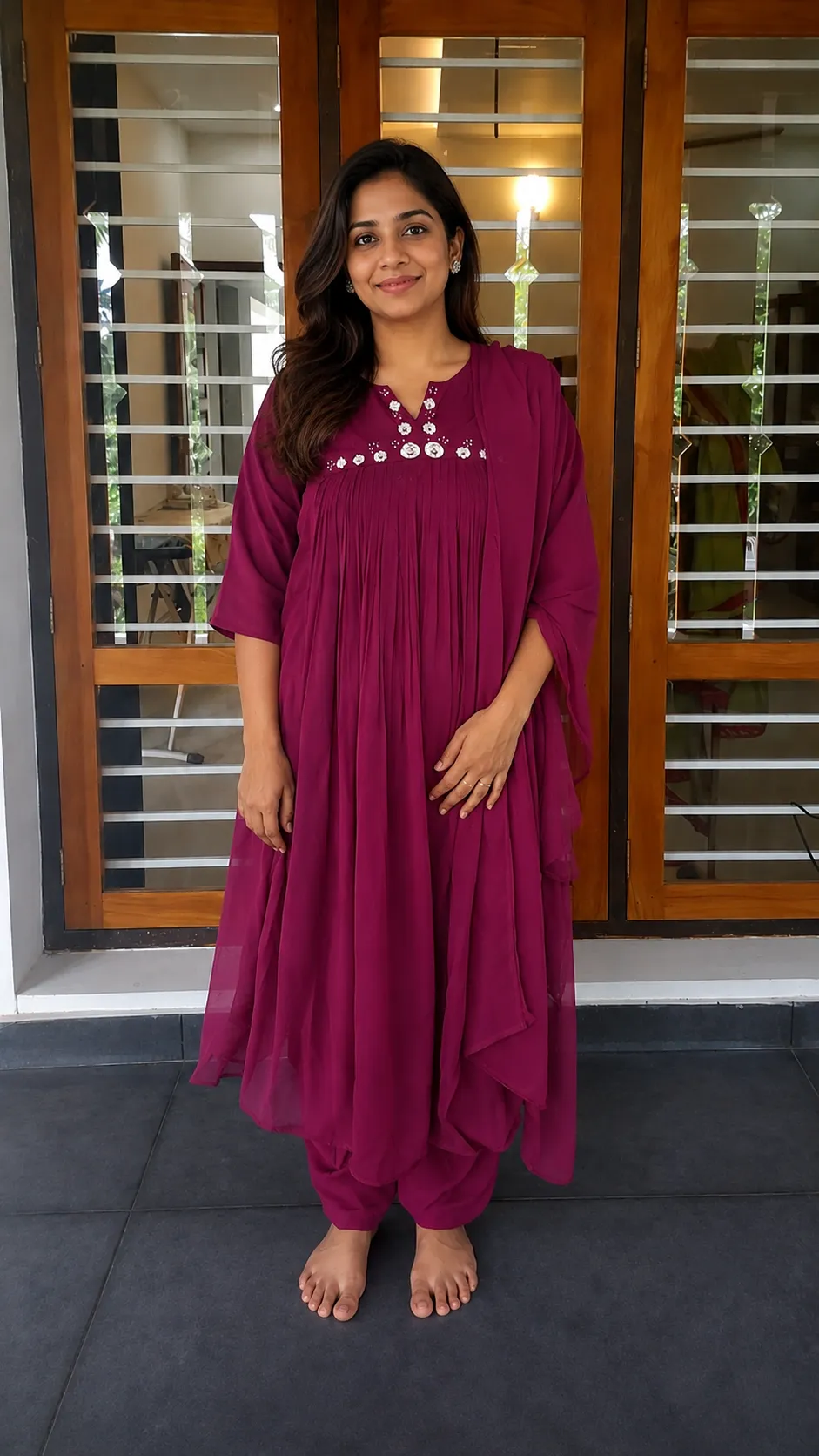 Aline Pleated Anarkali suit