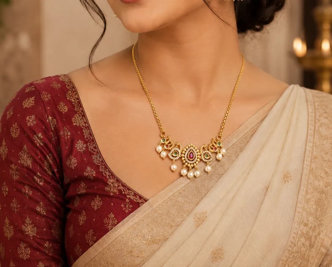 Pearl and stone necklace